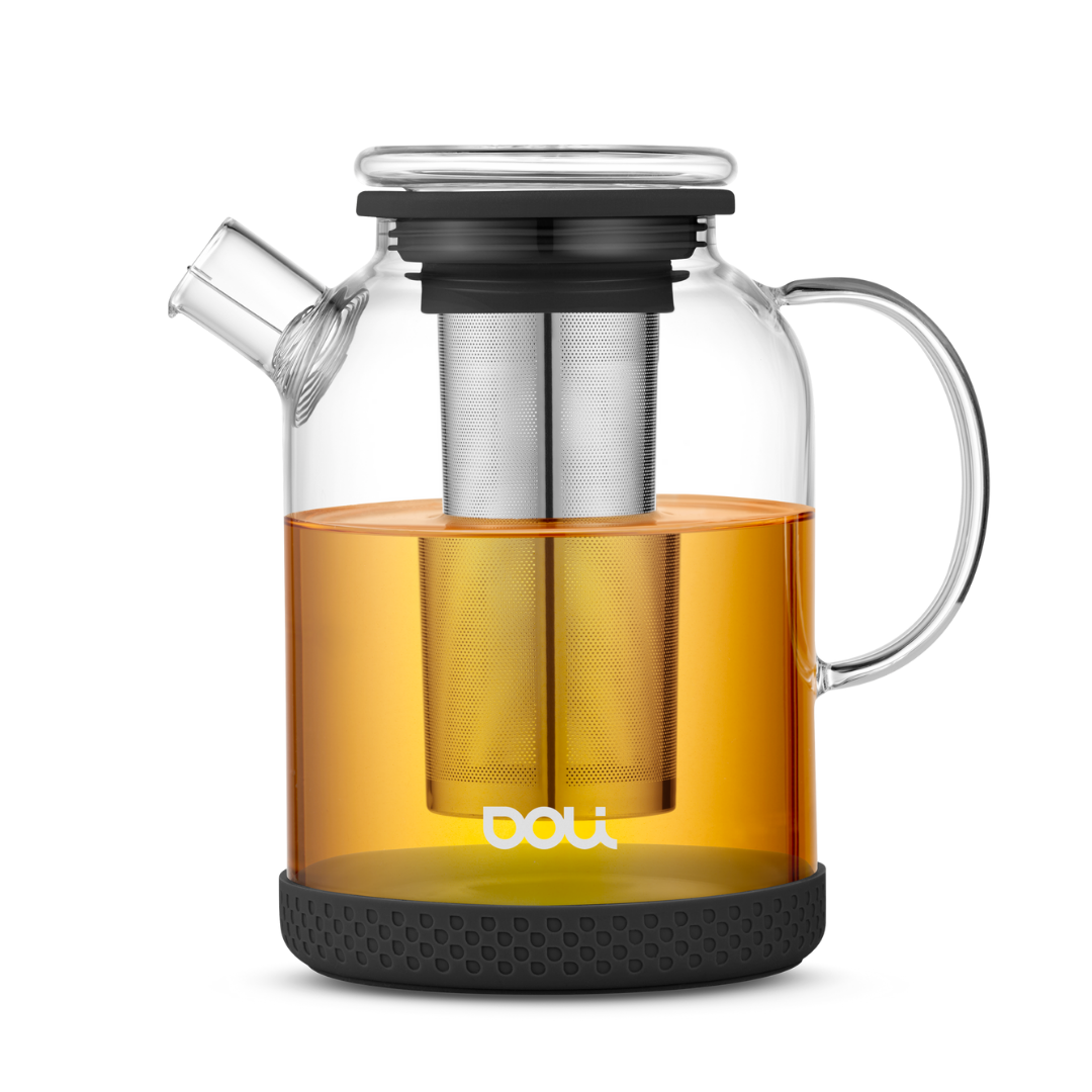 1,5L Glas Teekanne Aus Borosilikatglas - Mit Sieb Für Losen Tee, Herd- Und Mikrowellengeeignet